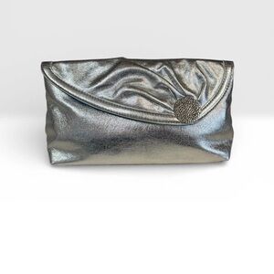 Elizabeth Arden Clutch Purse Shimmery Silver Blue Sheer interior 6"x11.5"